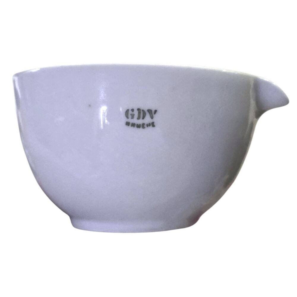 Antique GDV white glazed porcelain chemist apothecary mortar French 1900s
